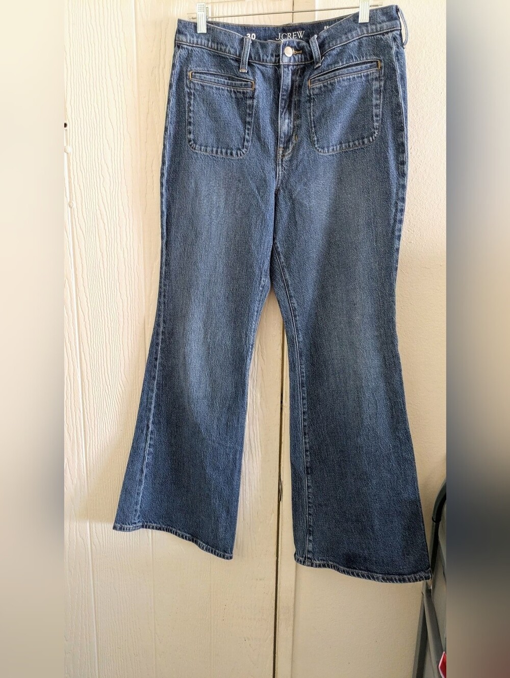 Women's J.Crew wide-leg denim pants, size 30W. Super cute Front Pocket design